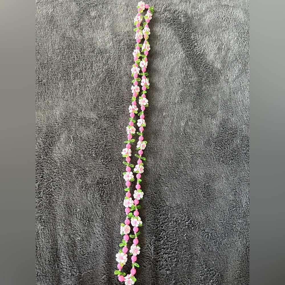 2/$20 Long necklace plastic flowers